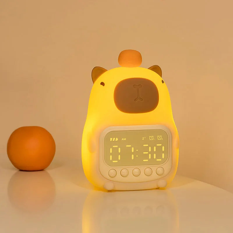 LED Night Light Capybara Lamp With Digital Aarm Clock