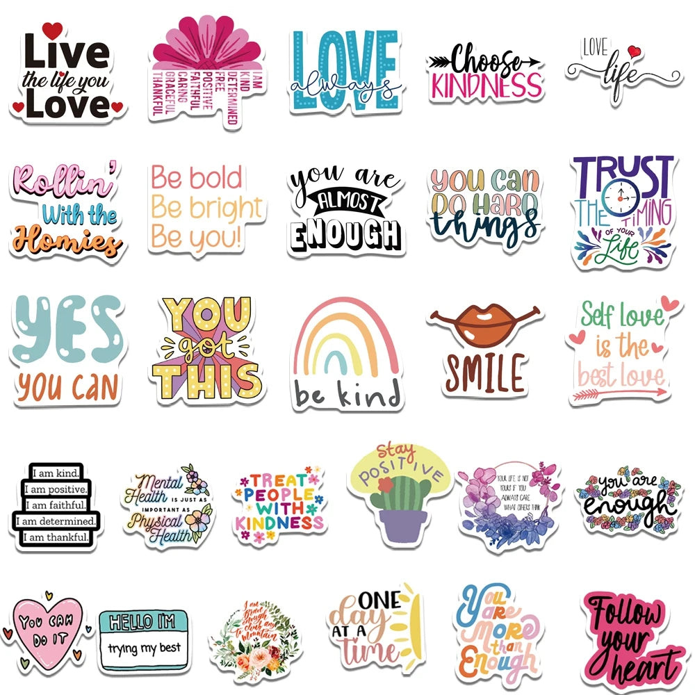 52 pcs (Random) Stickers (Inspirational/Motivational) Texts