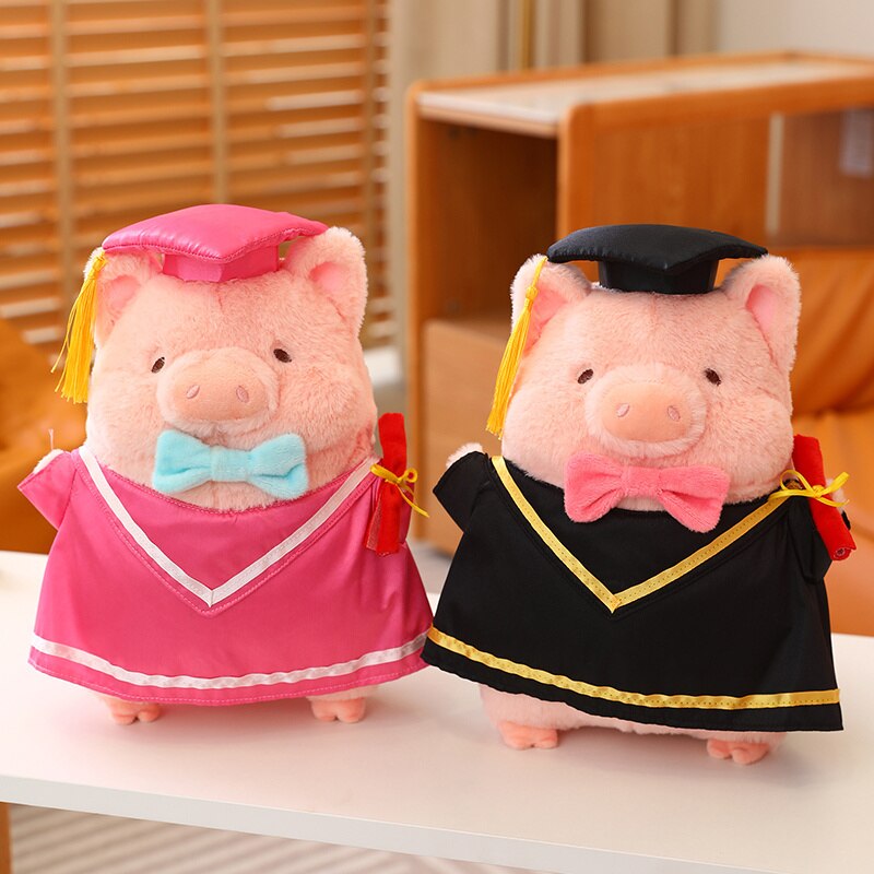 Cute Pig Graduation Plush Toys 30cm - Pink/Black