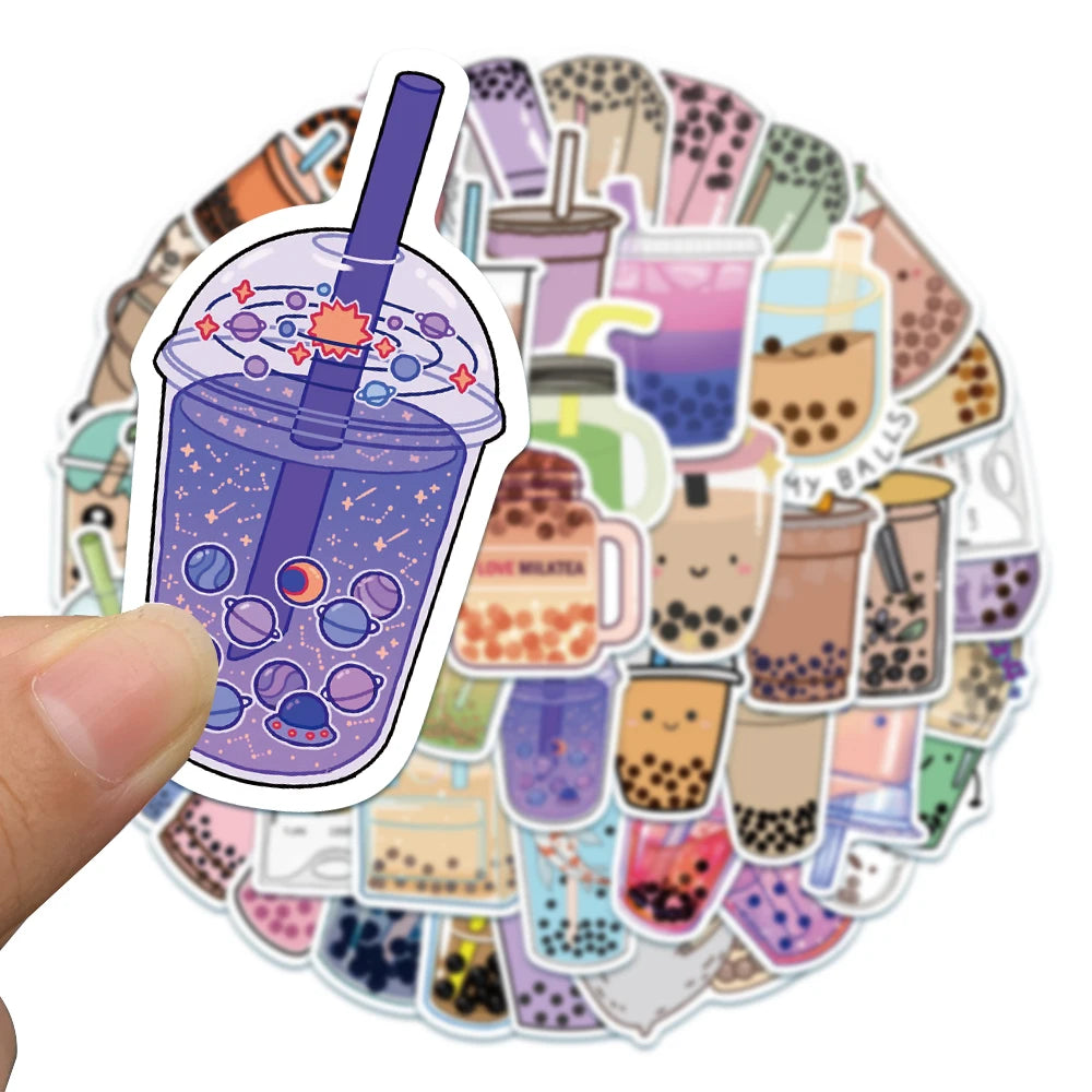 50/100 pcs Cute/Kawaii Drink/Pearl Milk Tea Stickers