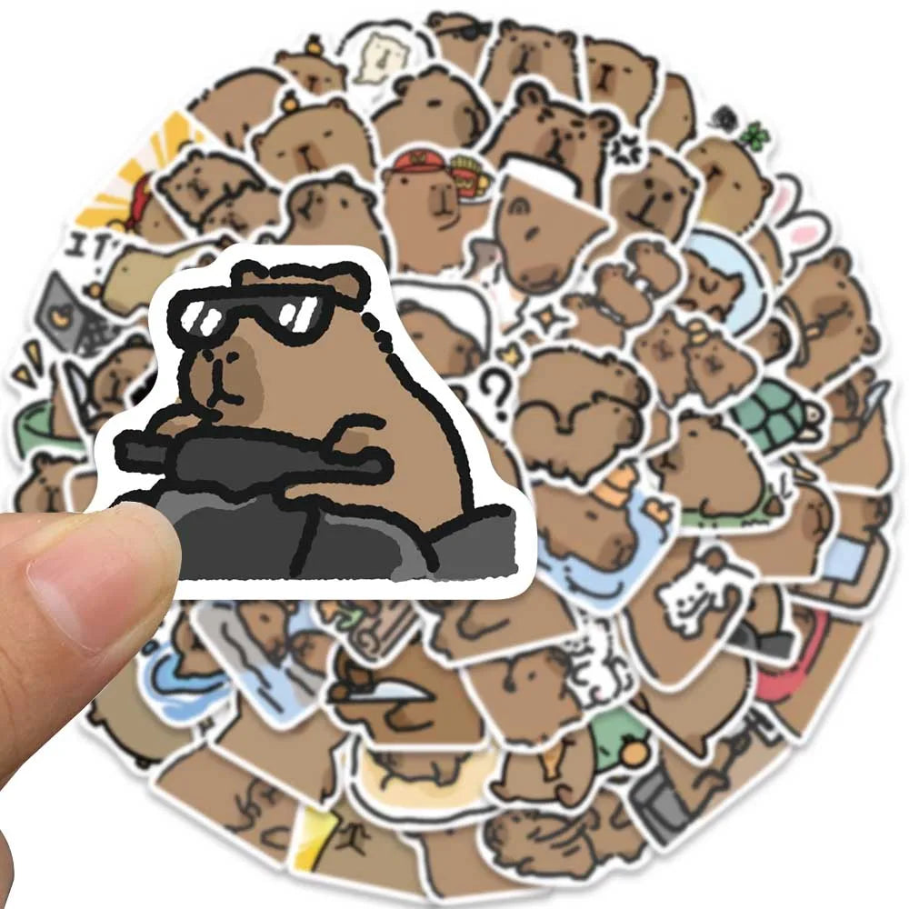 50/100 pcs Cute Capybara Stickers