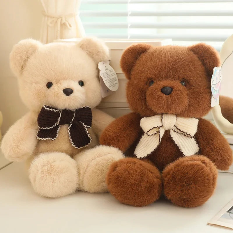 Cute Teddy Bear With Ribbon Plush Toys 45/70cm - Brown/Beige