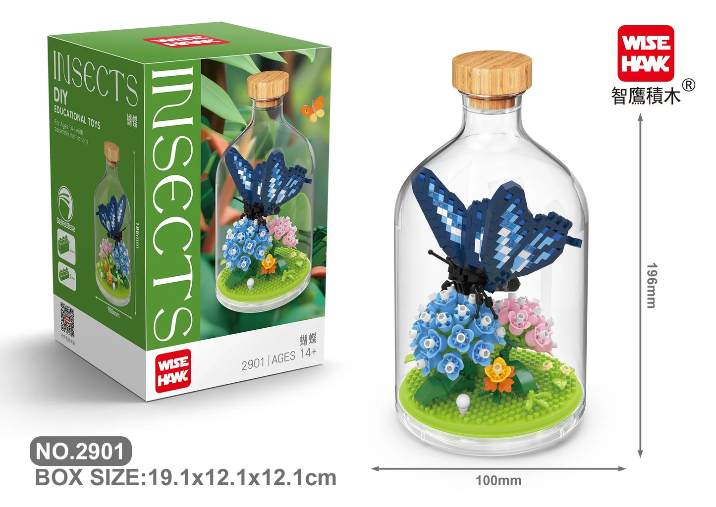 Insect/Animal With Clear Display Bottle Set Mini Building Blocks - Fox/Capybara/Scorpion/Butterfly