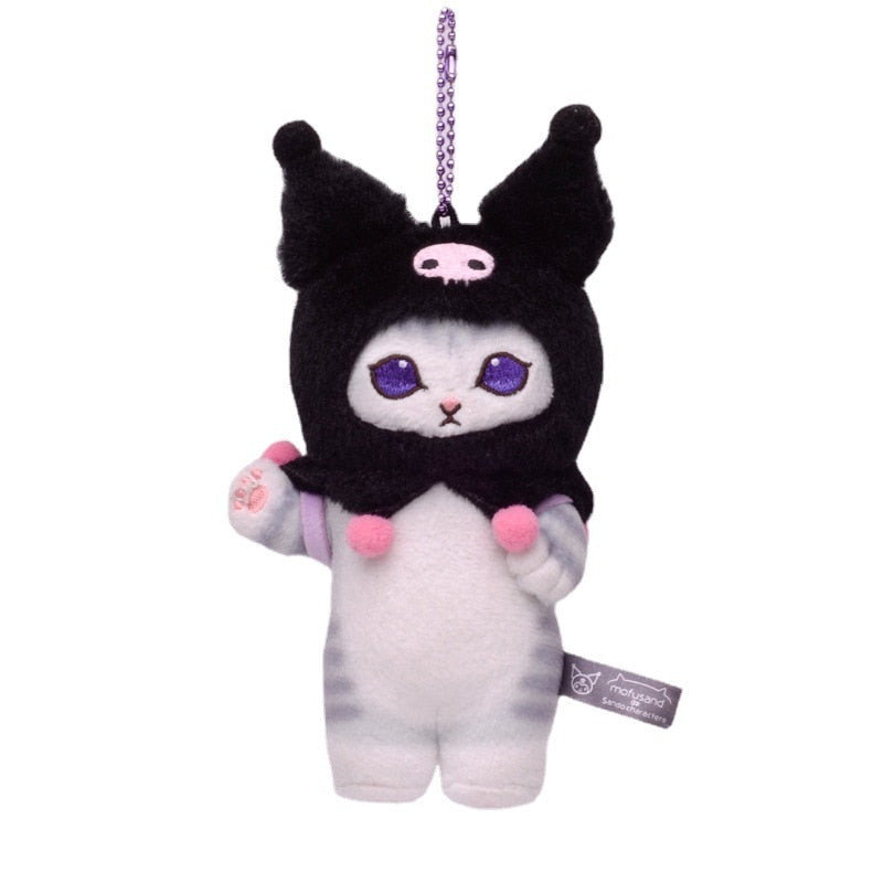 Mofusand Cat With Sanrio (Kuromi/My Melody/Cinnamonroll/Pom Pom Purin/Hello kItty/Hangyodon) Dress Up Plush Keychains- 6 Styles