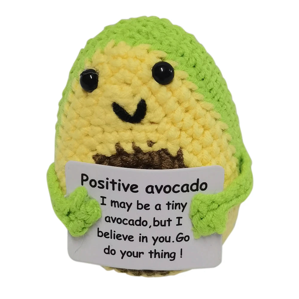 Handmade Knitted Potato/Corn/Carrot/Chicken/Avocado/Pear/Apple/Eggplant/Pea/Peach/Pitaya With Positive Message - 25 Styles