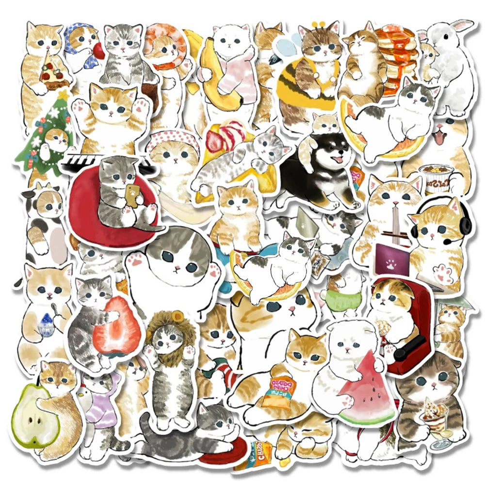 50 pcs Cute/Kawaii Cat Stickers - V3