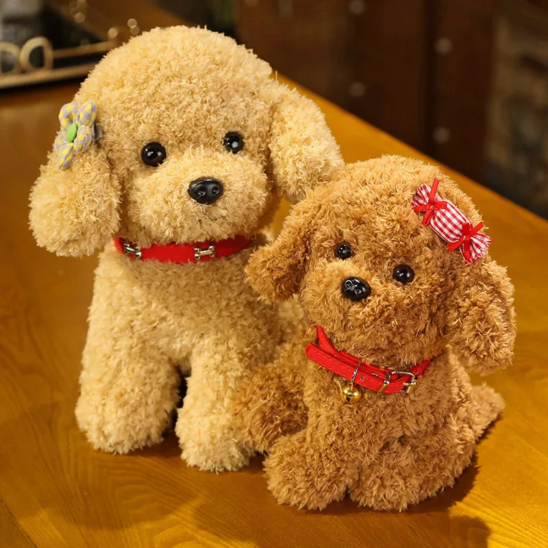 Cute Teddy Dog With/Without Hair Clip Plush Toys 22/28cm (Brown/White/Khaki ) - 6 Styles