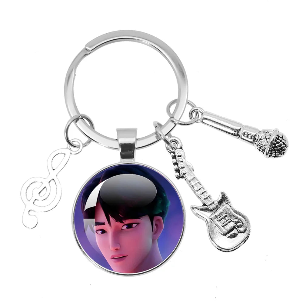 Cute K-Pop Demon Hunters/Saja Boys/Derpy Keychain with Music Themed Pendant