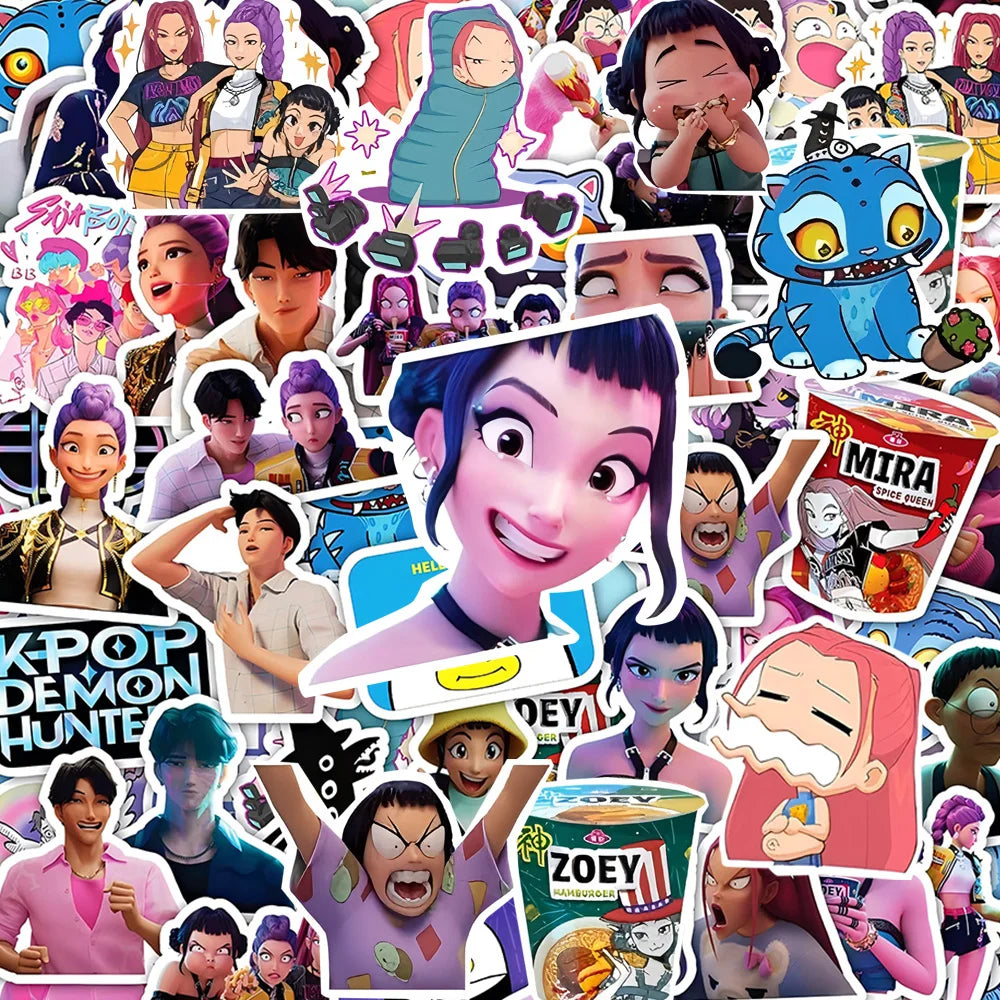 50-74 pcs Cute/Kawaii K-Pop Demon Hunters Stickers - 6 Styles