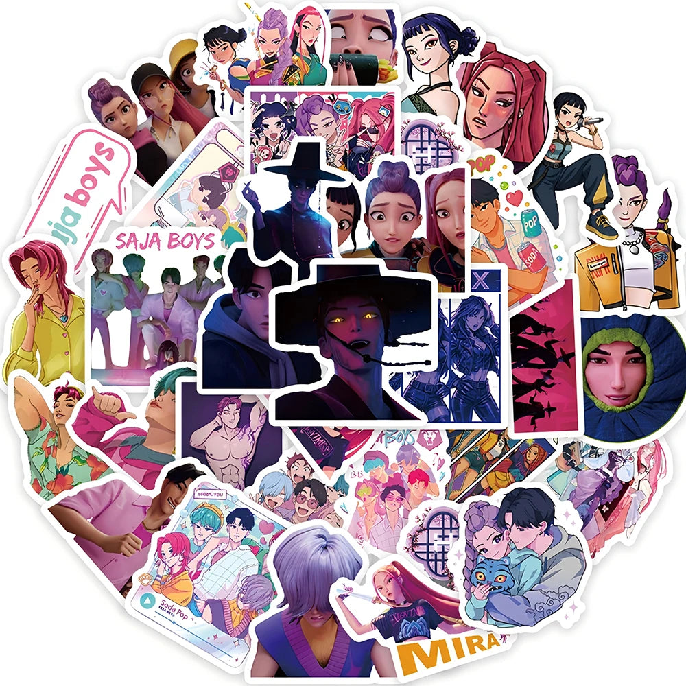 50-74 pcs Cute/Kawaii K-Pop Demon Hunters Stickers - 6 Styles