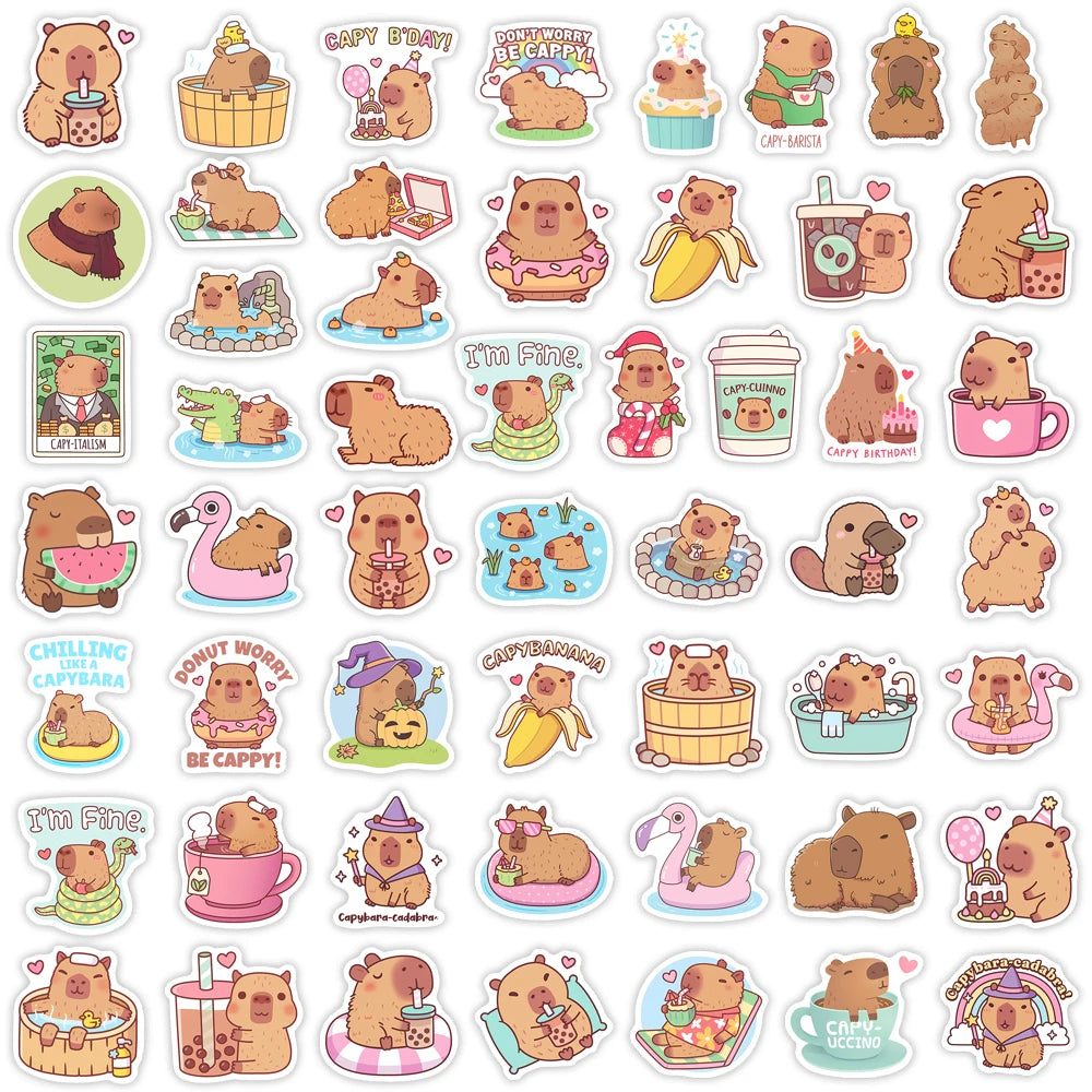 50 pcs Cute/Kawaii Capybara Stickers