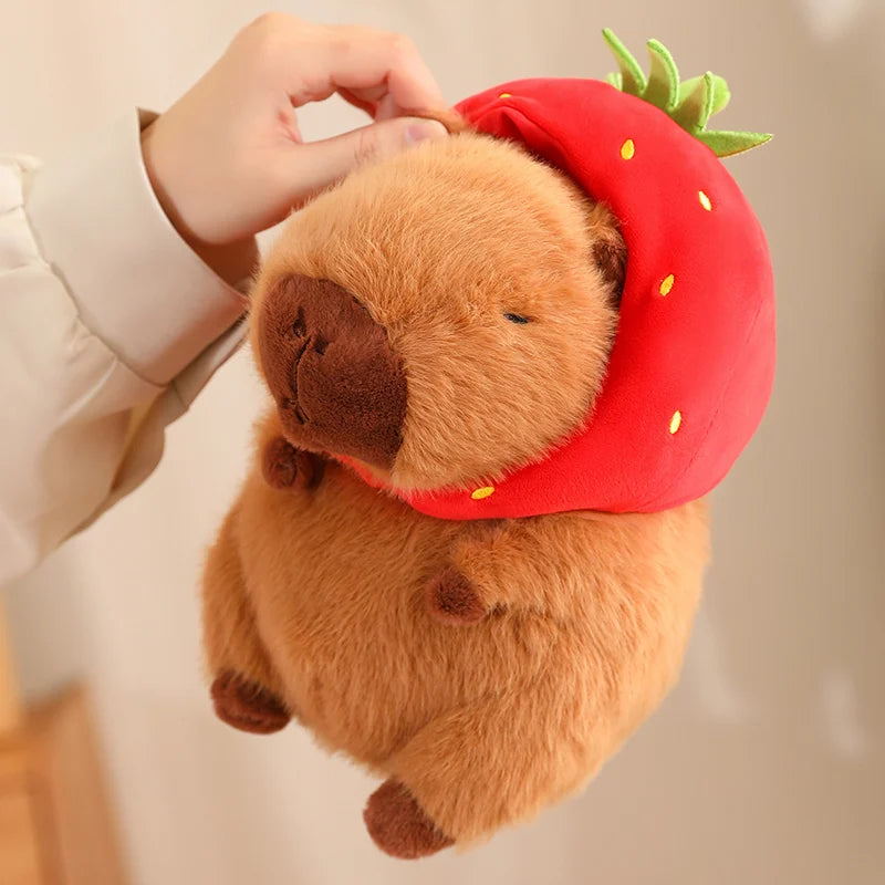 Cute Capybara With Strawberry Hat Plush Toys 22/33cm or  Plush Keychains 12cm