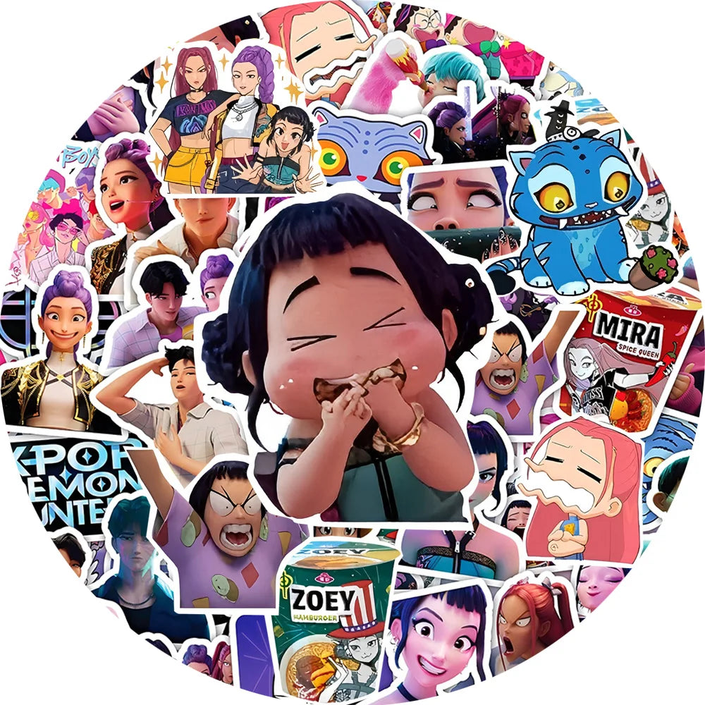 50-74 pcs Cute/Kawaii K-Pop Demon Hunters Stickers - 6 Styles