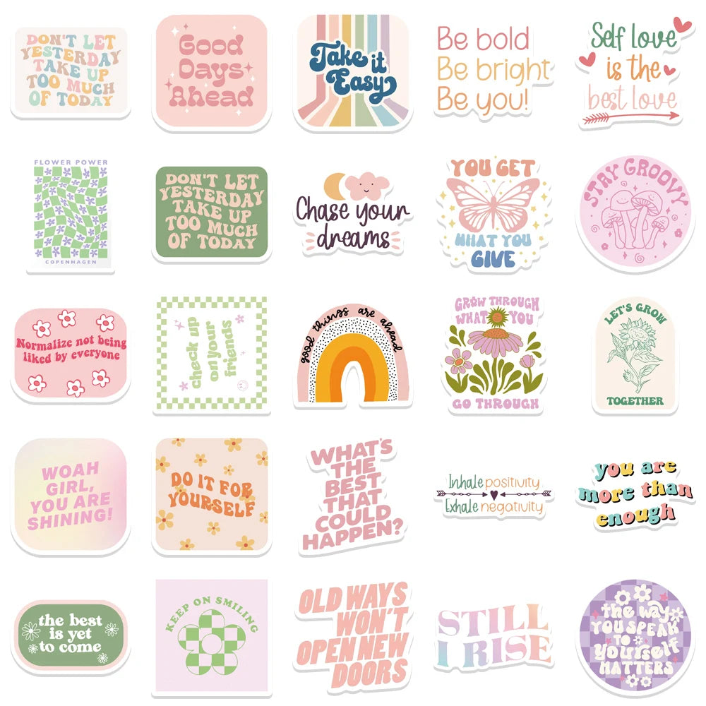 50 pcs / 100 pcs (Random) Stickers (Inspirational/Motivational) Texts