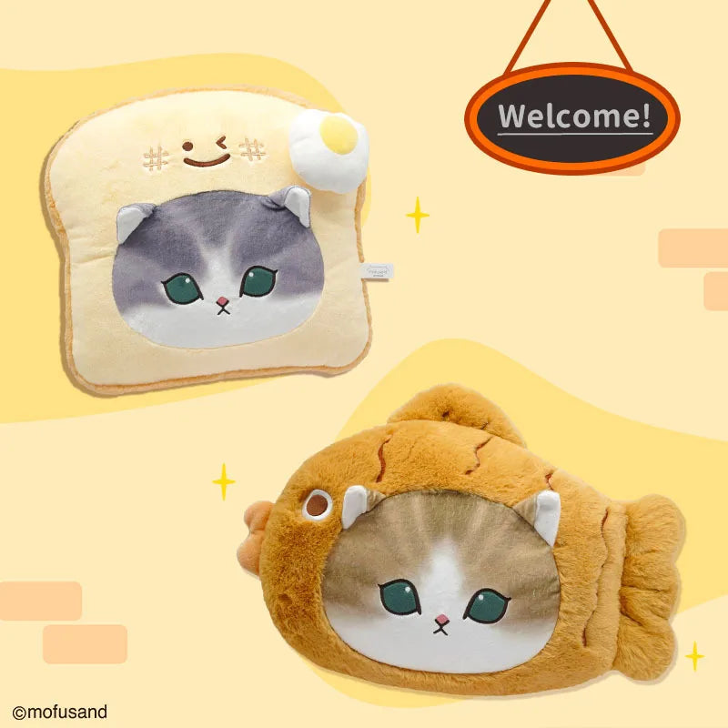 Mofusand Cat With Food(Toast/Taiyaki) Dress Up Plush Pillow Toys