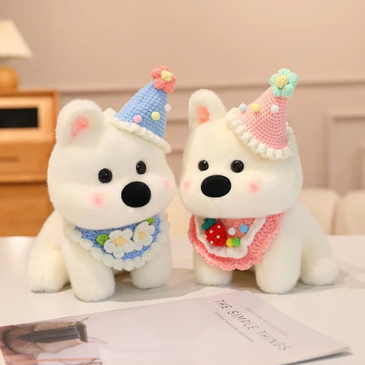 Cute Dog (West Highland White Terrier) With Scarf Or Party Hat Plush Toys 25cm - 10 Styles