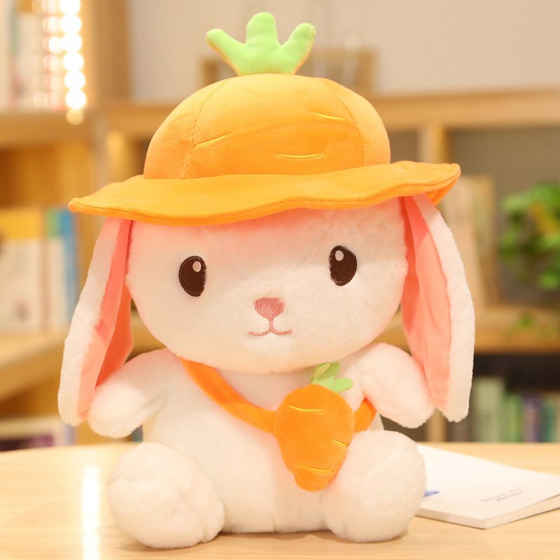 Rabbit With Fruit(Strawberry/Pineapple/Carrot) Bag/Hat Plush Toys 25/35/45cm