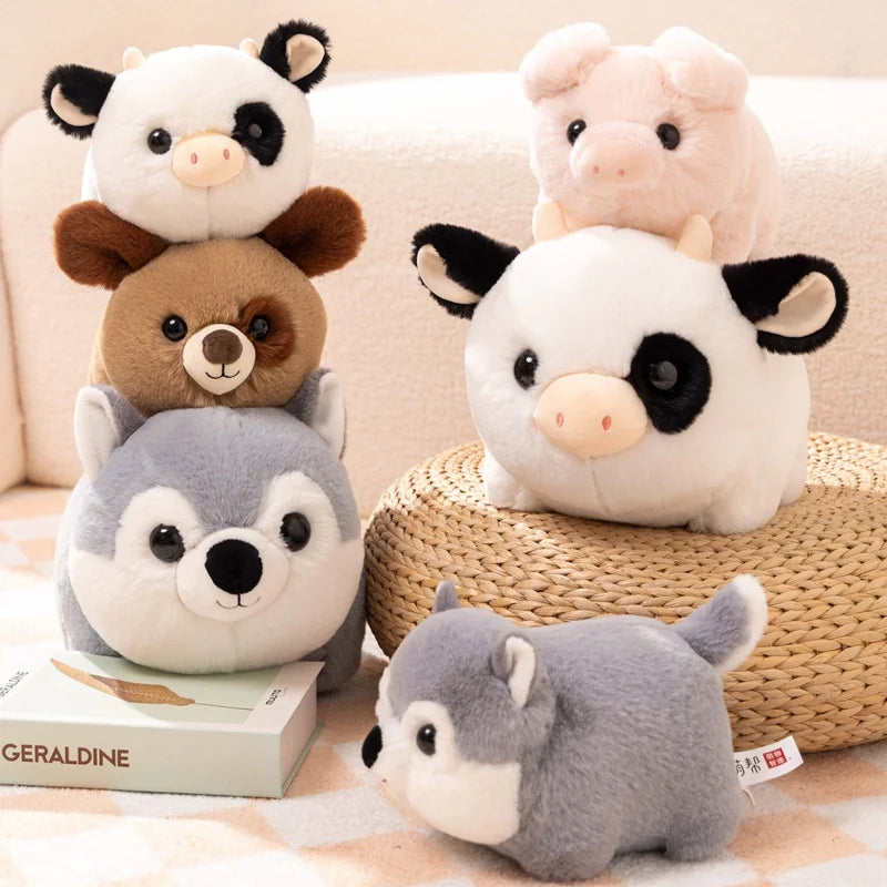 Cute Round Animal (Pig/Dog/Cow) Plush Toys 25/35cm