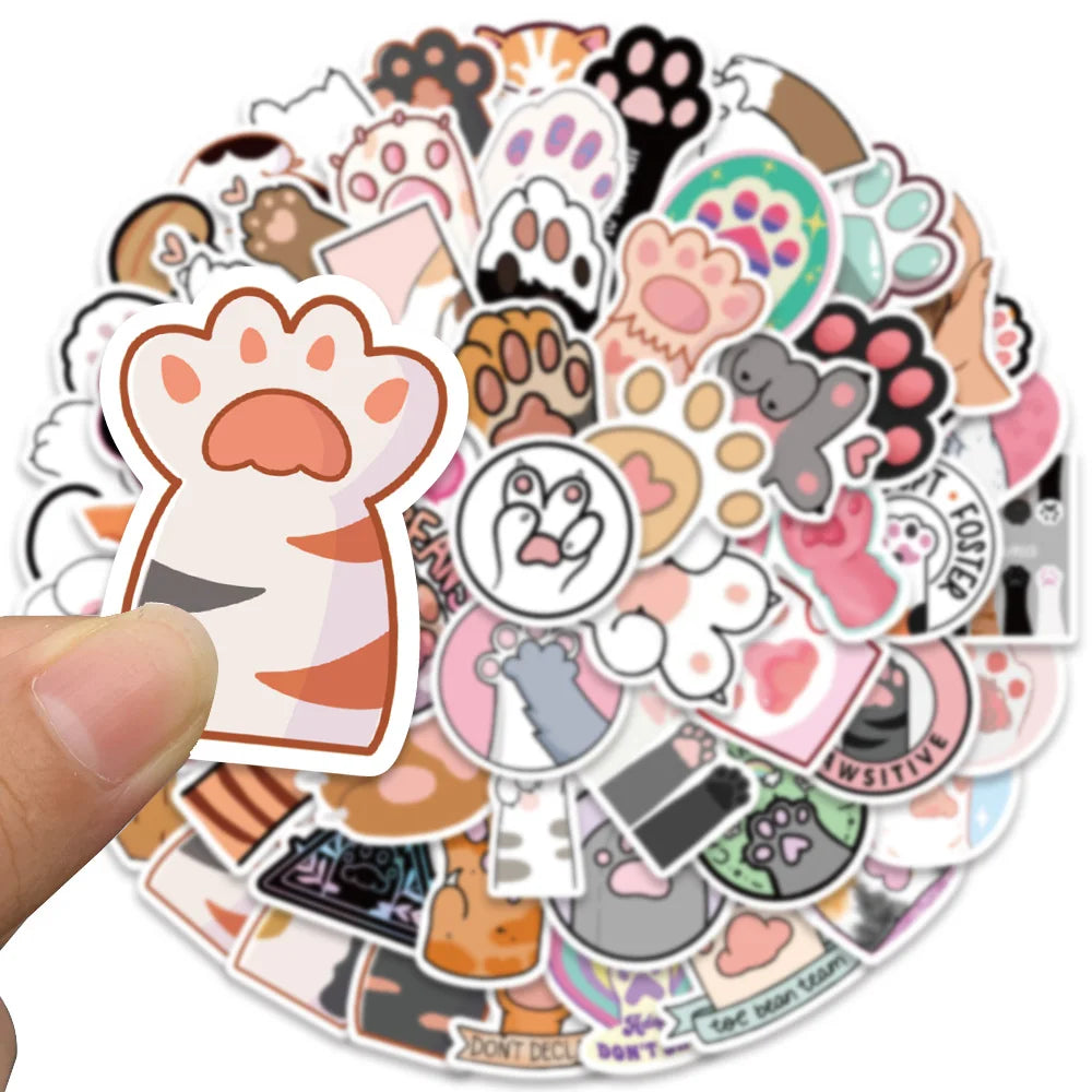 61 pcs Cute/Kawaii Cat Paw Stickers