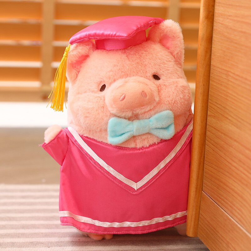 Cute Pig Graduation Plush Toys 30cm - Pink/Black