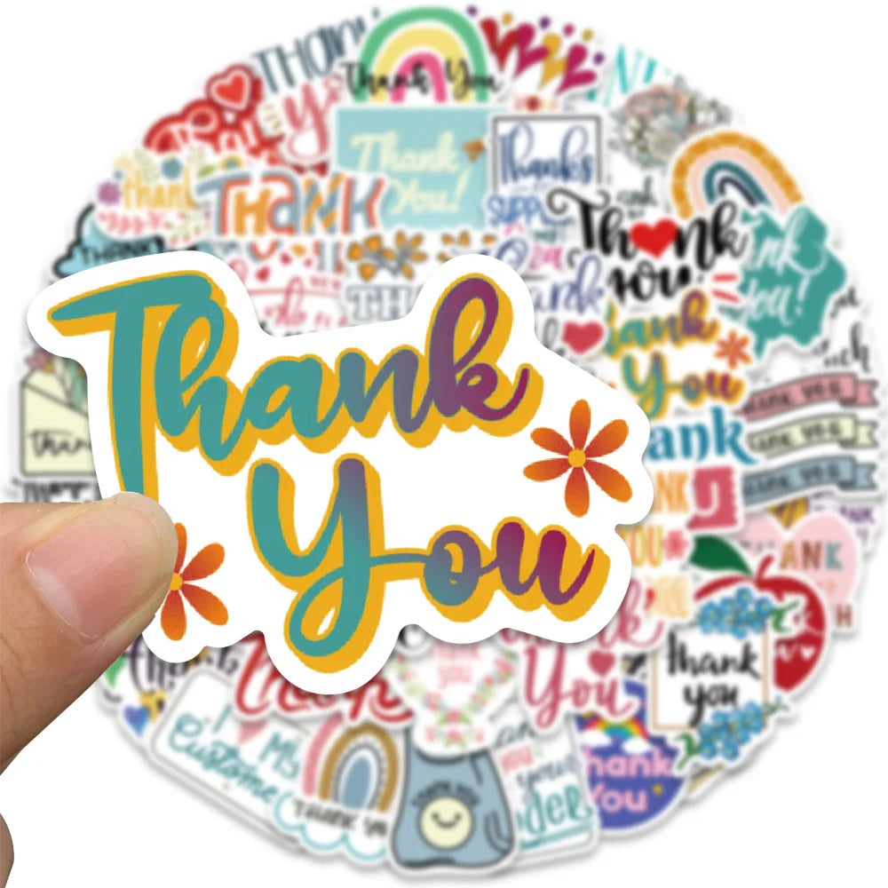 50 pcs Stickers (Thank You) Texts