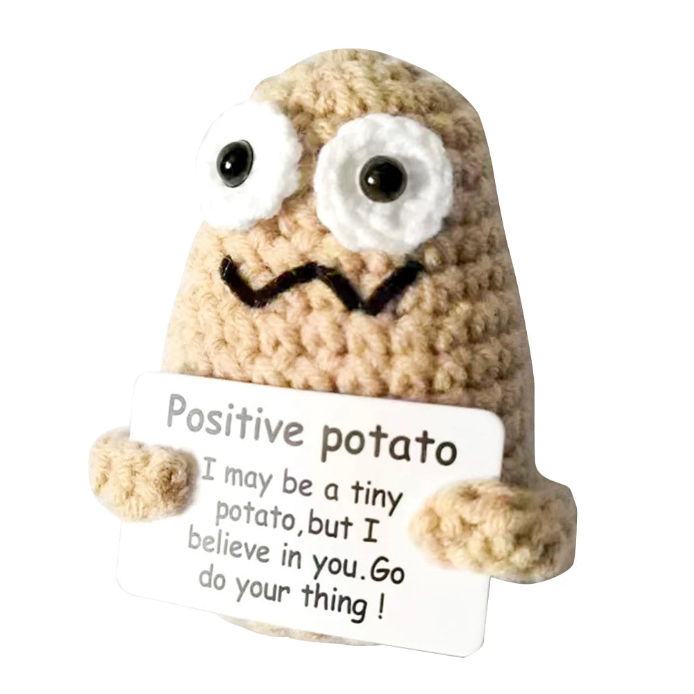 Handmade Knitted Potato/Corn/Carrot/Chicken/Avocado/Pear/Apple/Eggplant/Pea/Peach/Pitaya With Positive Message - 25 Styles