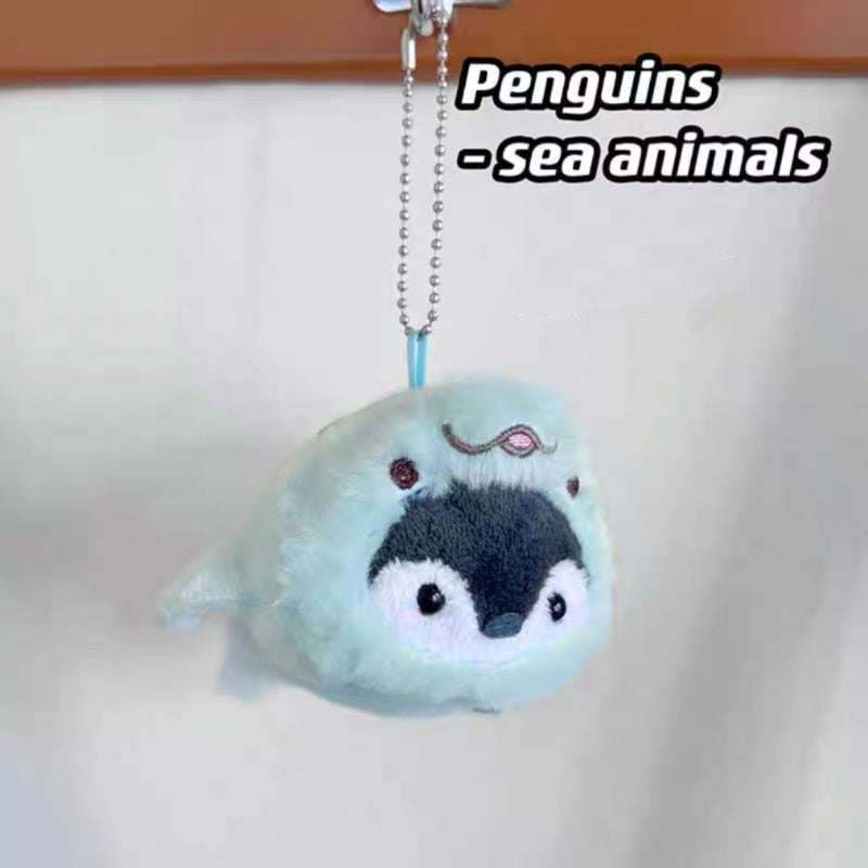 Penguin Dress Up as Sea Animals Plush Keychains 12cm - 3 Styles