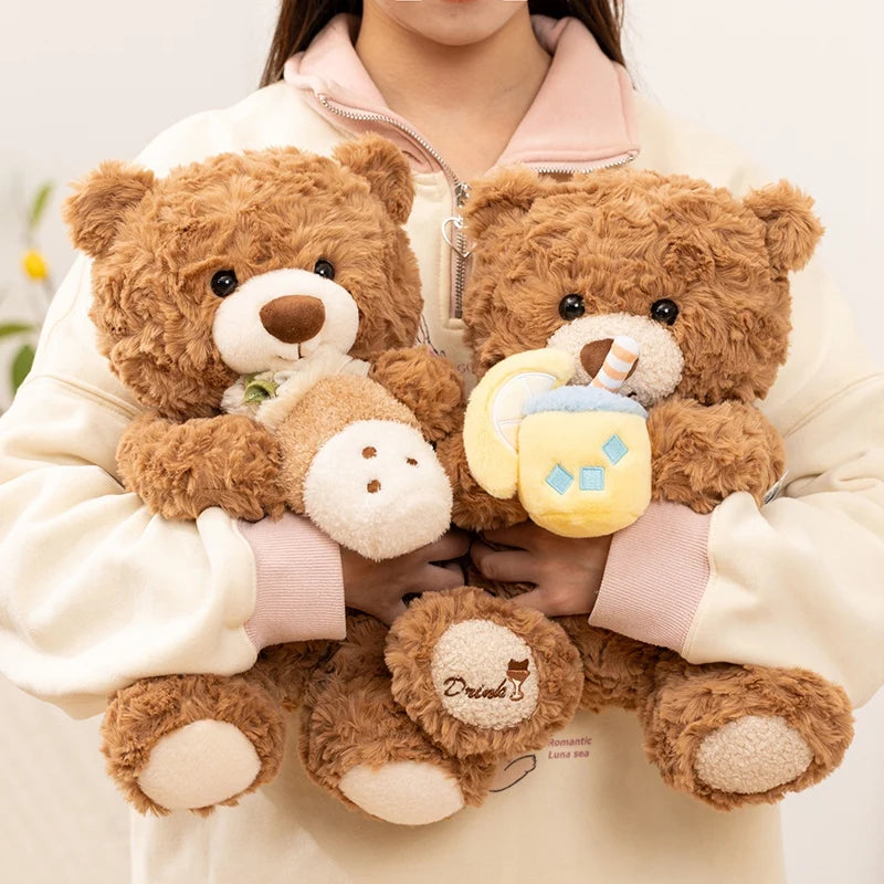 Cute Teddy Bear With Birthday/Pajama/Bubble Tea/Lemonlade Plush Toys