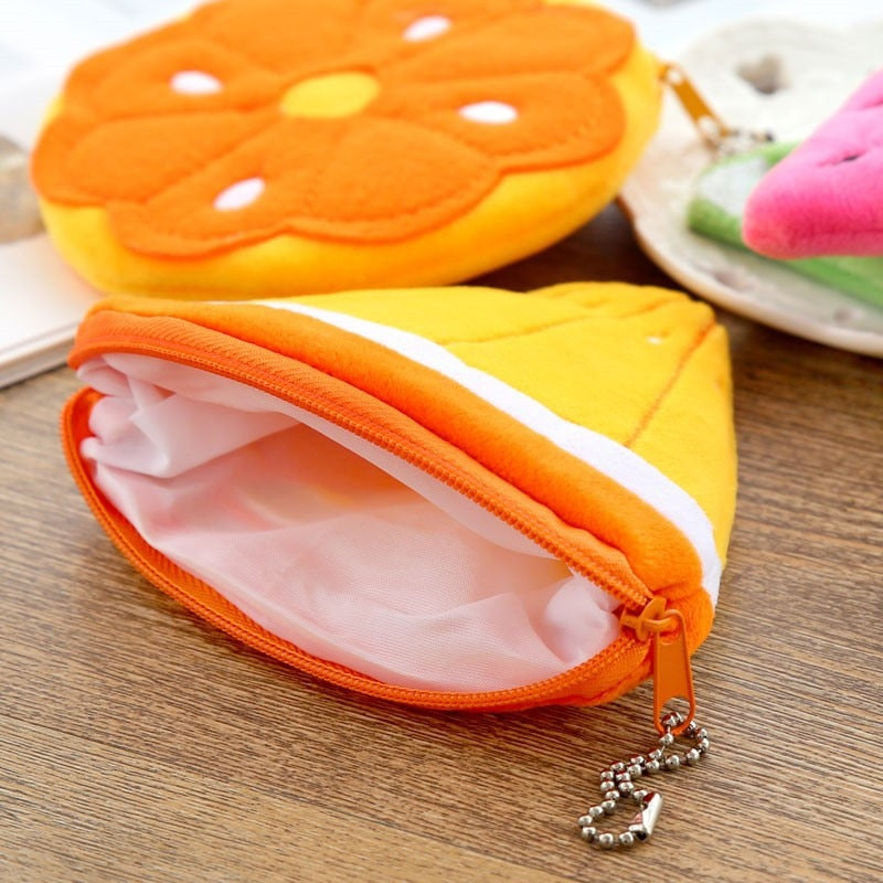 Fruit Coin Purse Plush Keychains - Orange/Strawberry/Watermelon/Pineapple