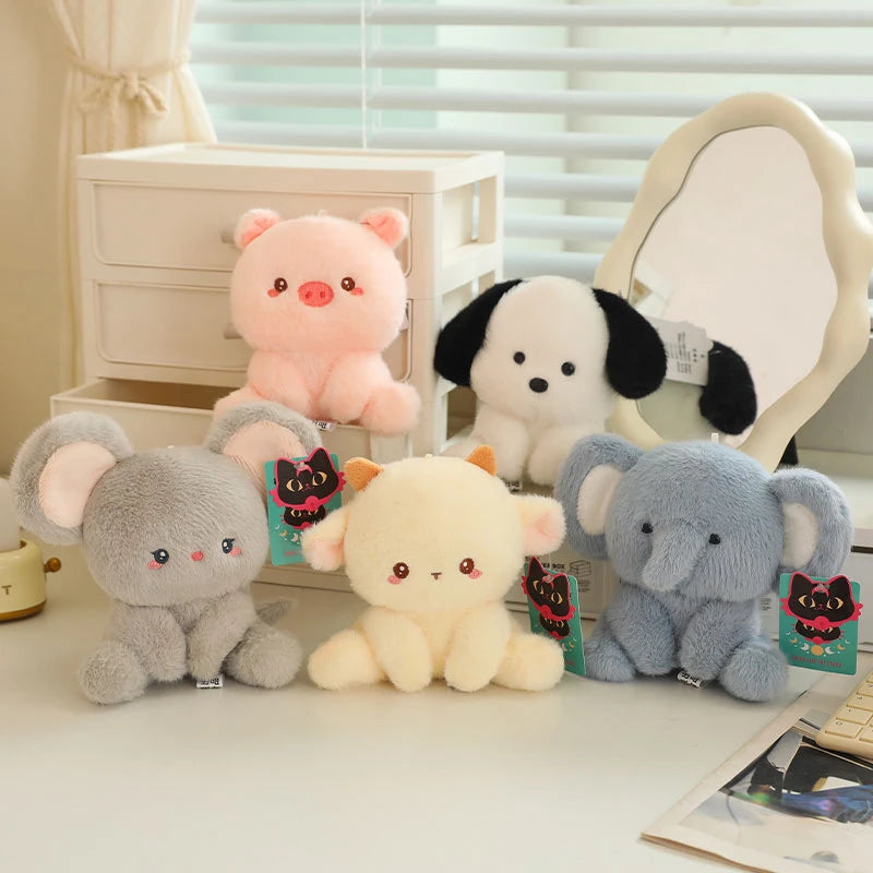 Sitting Animal Plush Toys 14cm - Elephant/Mouse/Pig/Sheep/Dog/Monkey