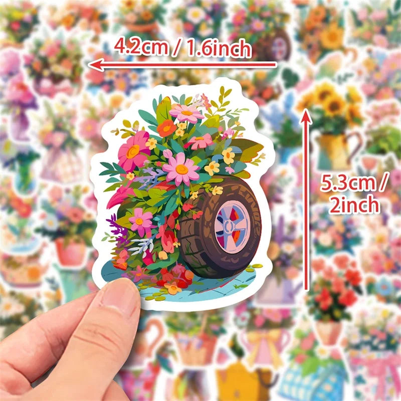 50 pcs Cute/Kawaii Flowers Stickers