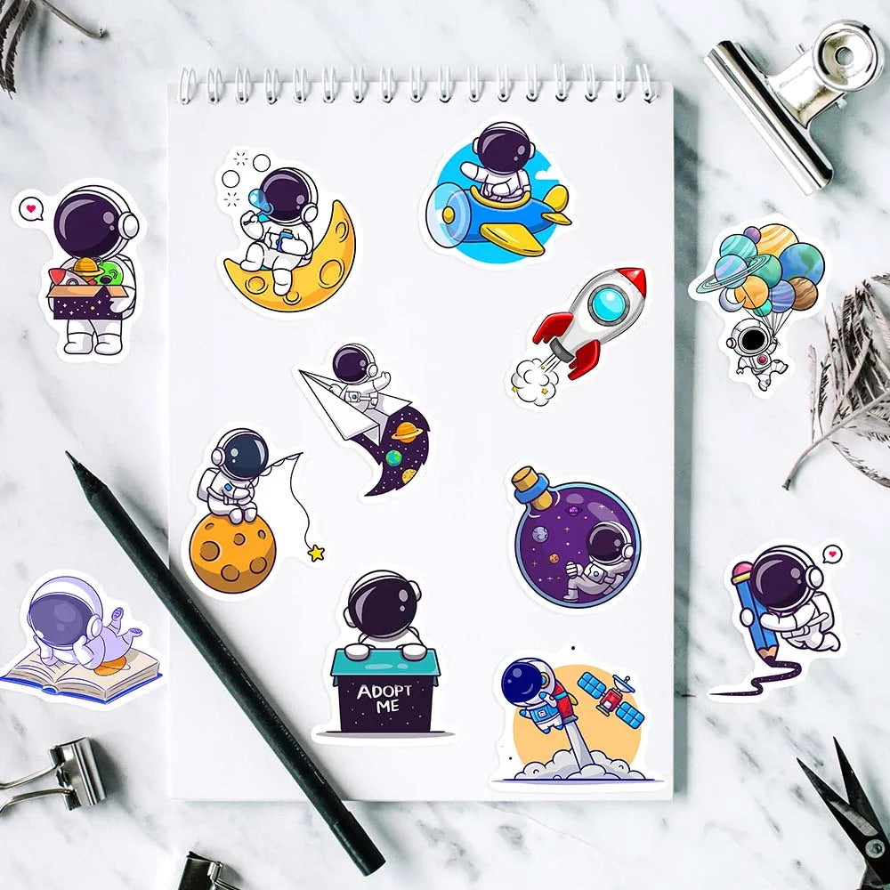 100 pcs Cute/Kawaii Spaceship/Astronaut Stickers