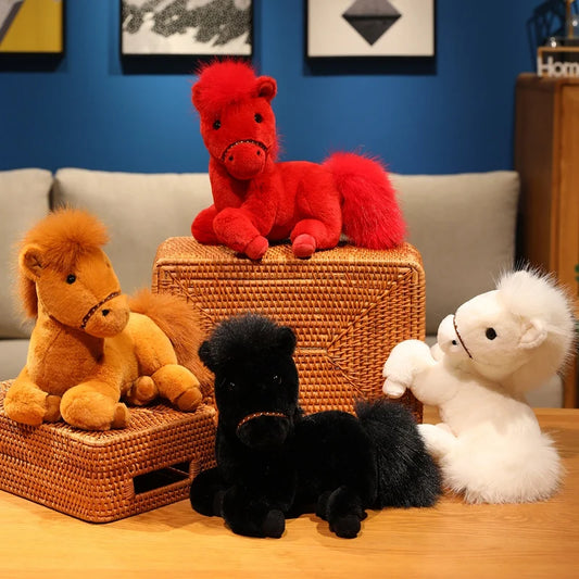 Cute Horse Plush Toys 30/35/45cm - Black/Red/White/Brown