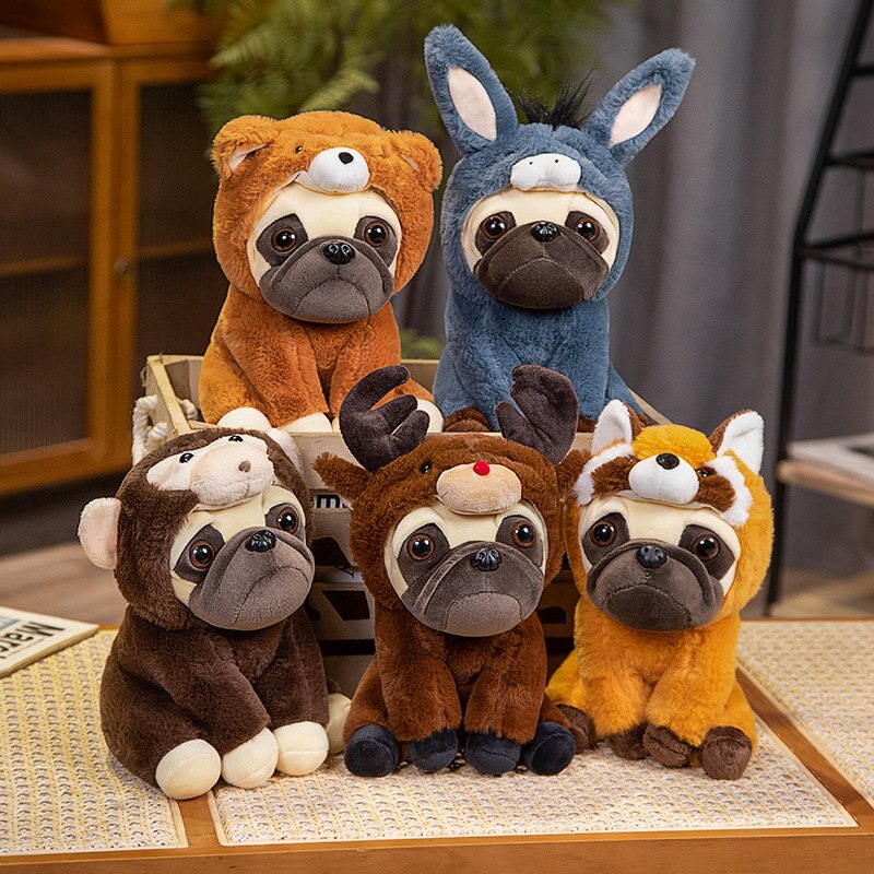 Pug Animal Dress Up Plush Toys 22cm - Monkey/Bear/Deer/Donkey/Red Panda