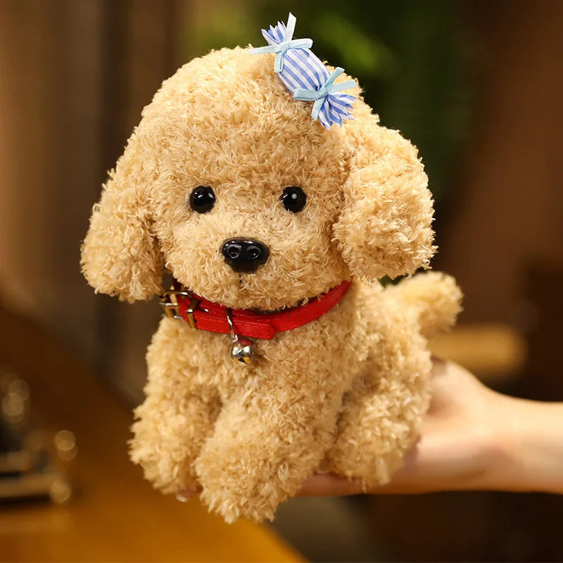 Cute Teddy Dog With/Without Hair Clip Plush Toys 22/28cm (Brown/White/Khaki ) - 6 Styles