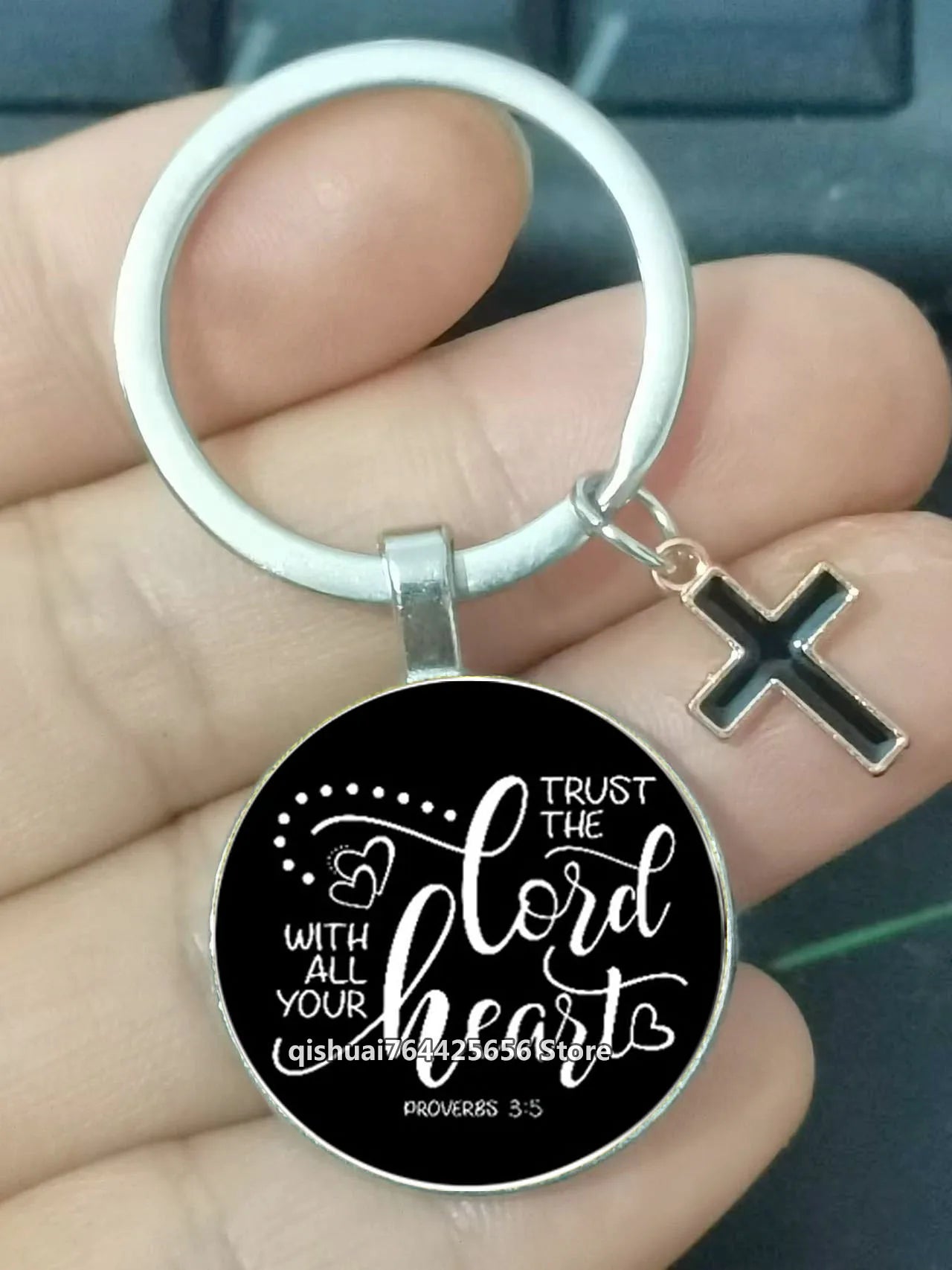 Keychain With The Bible Verse /Religious Message And The Cross  - 22  Styles