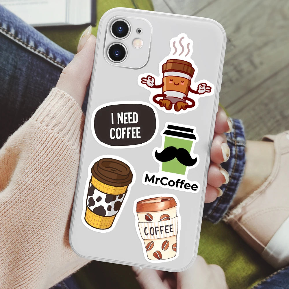 50 pcs Cute/Kawaii Coffee Stickers - V2