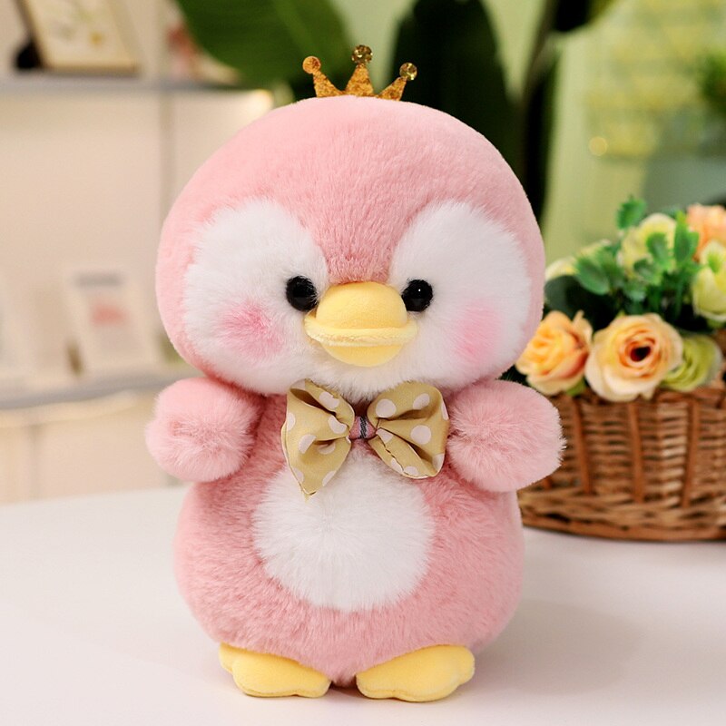 Cute Animal(Penguin/Duck/Frog/Panda/Elephant/Pig) With Crown Plush Toys 25cm