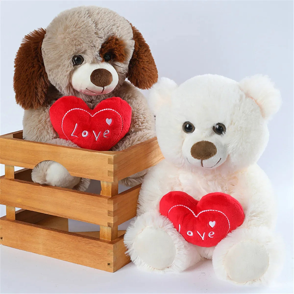 Cute Teddy Bear/Dog With Love Heart Plush Toys 25cm Styles