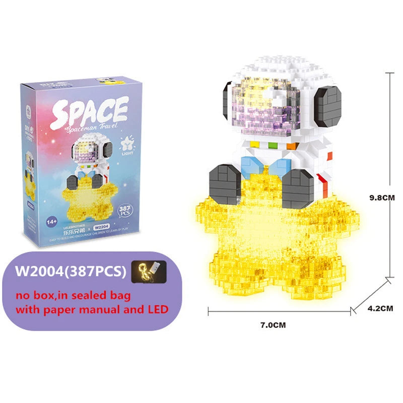 Cute Astronaut With Light Mini Building Blocks - 7 Styles