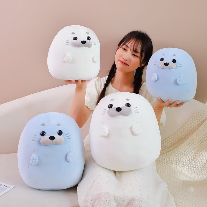 Round Seal Plush Toys 30cm/40cm - Blue/White