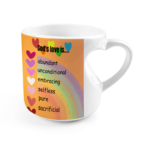 Heart-shaped Mug with "God's love is...." Message (10.3 OZ)