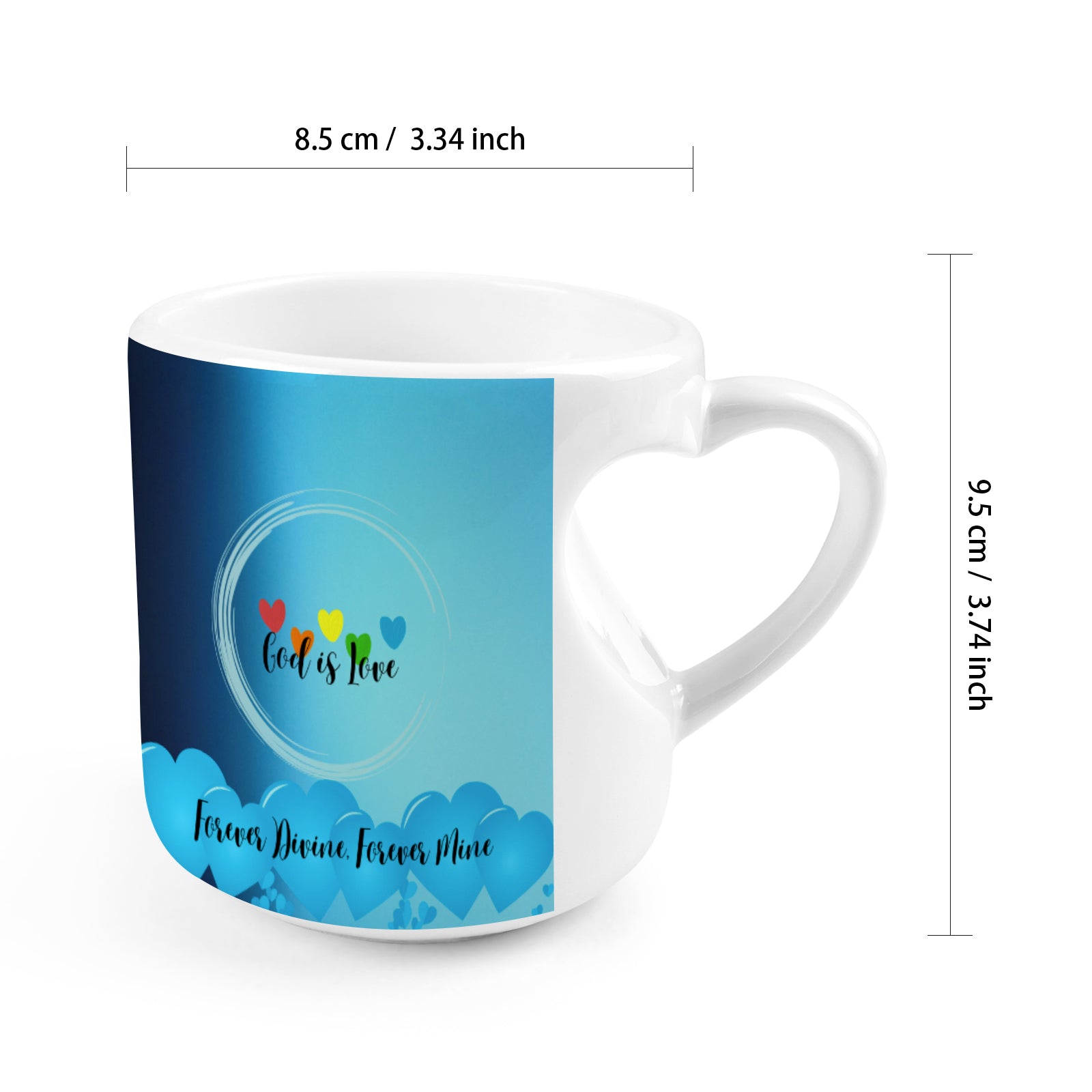 Heart-shaped Mug with "God is love" Message (10.3 OZ)