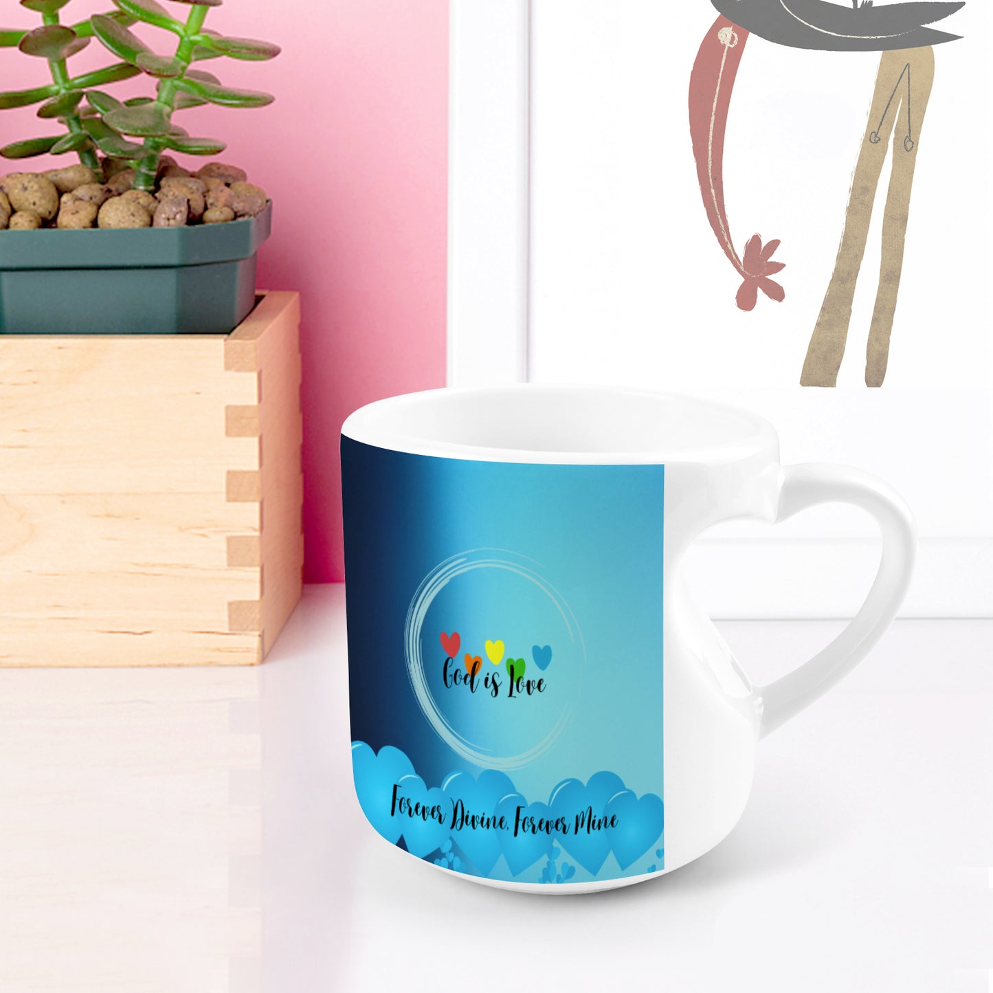 Heart-shaped Mug with "God is love" Message (10.3 OZ)