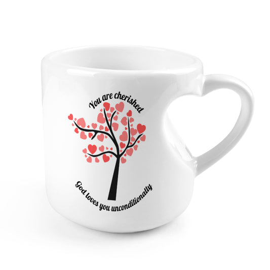 Heart-shaped Mug with "You are cherished" Message (10.3 OZ)