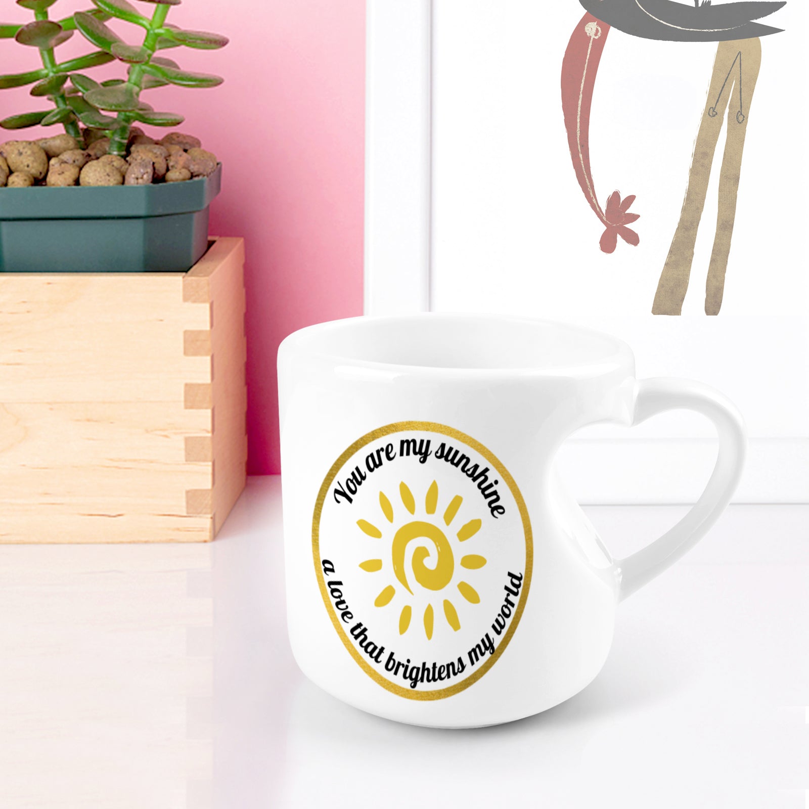 Heart-shaped Mug with "You are my Sunshine" message (10.3 OZ)