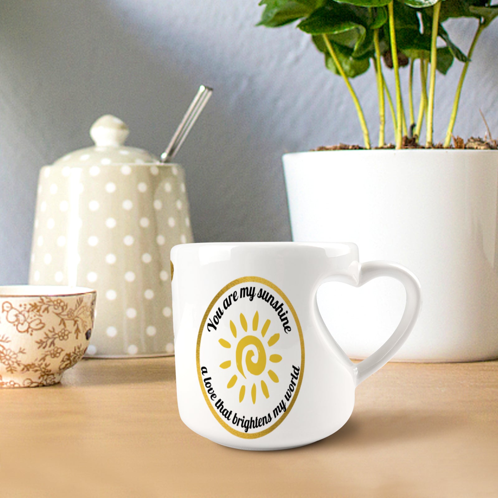 Heart-shaped Mug with "You are my Sunshine" message (10.3 OZ)