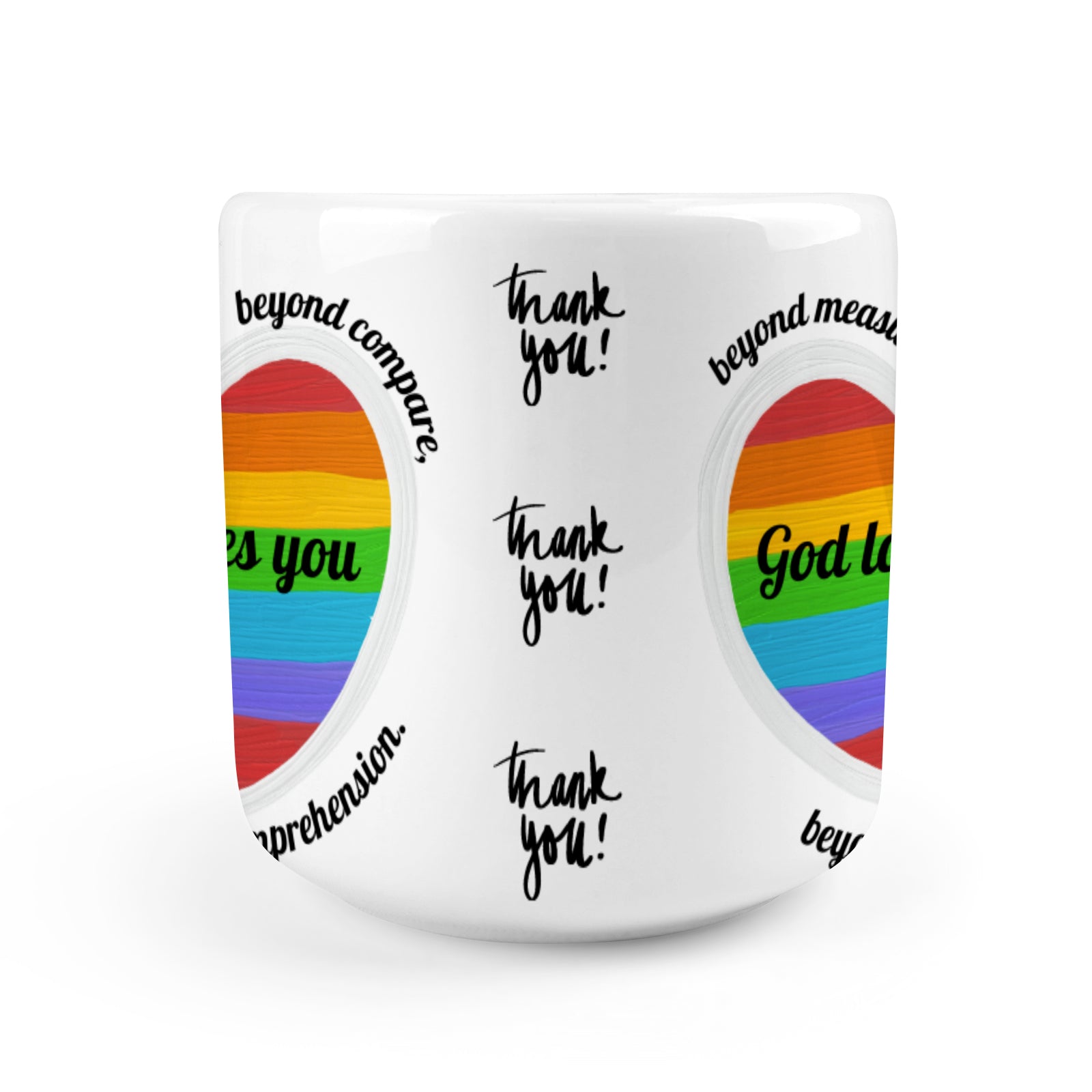 Heart-shaped Mug with "God loves You" message (10.3 OZ)