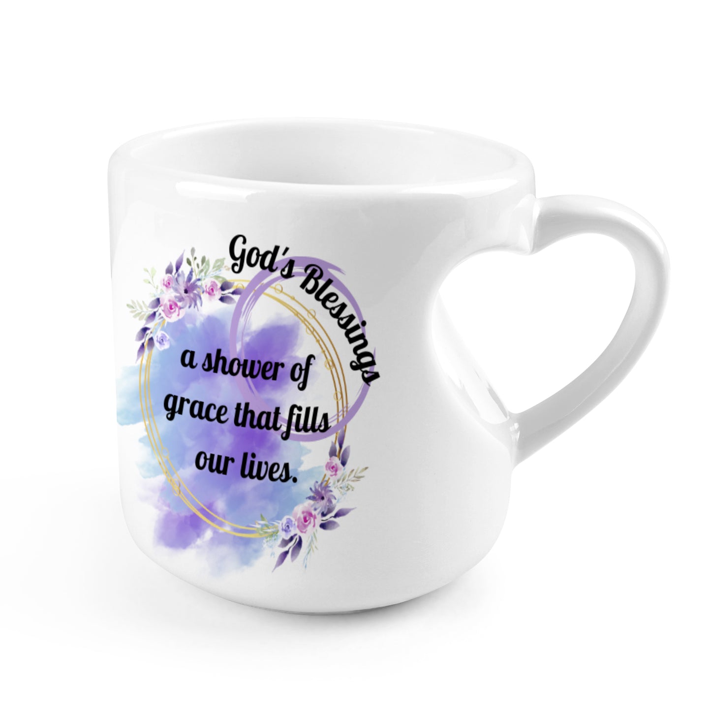 Heart-shaped Mug with "God's blessing" message (10.3 OZ)