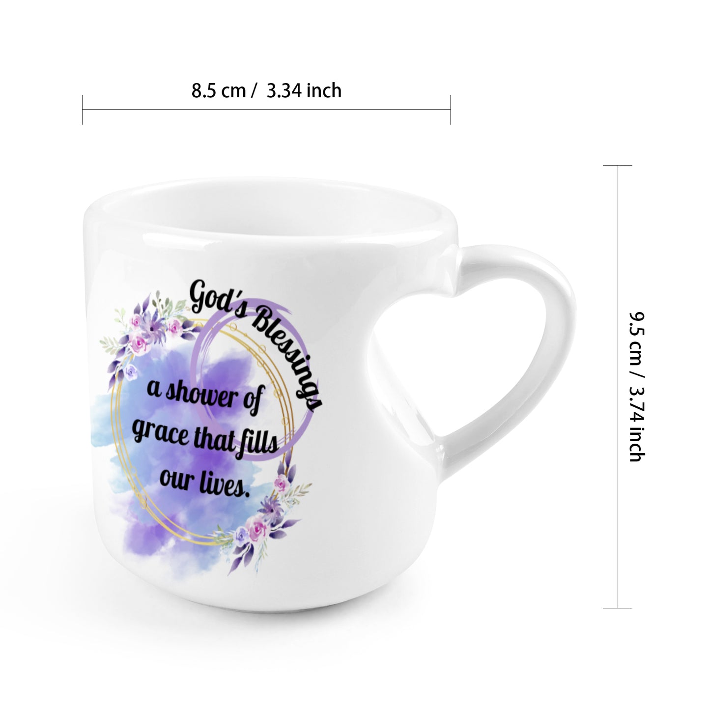 Heart-shaped Mug with "God's blessing" message (10.3 OZ)